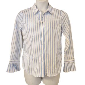 Anne Klein Blouse Size M Button Down Striped Workwear
